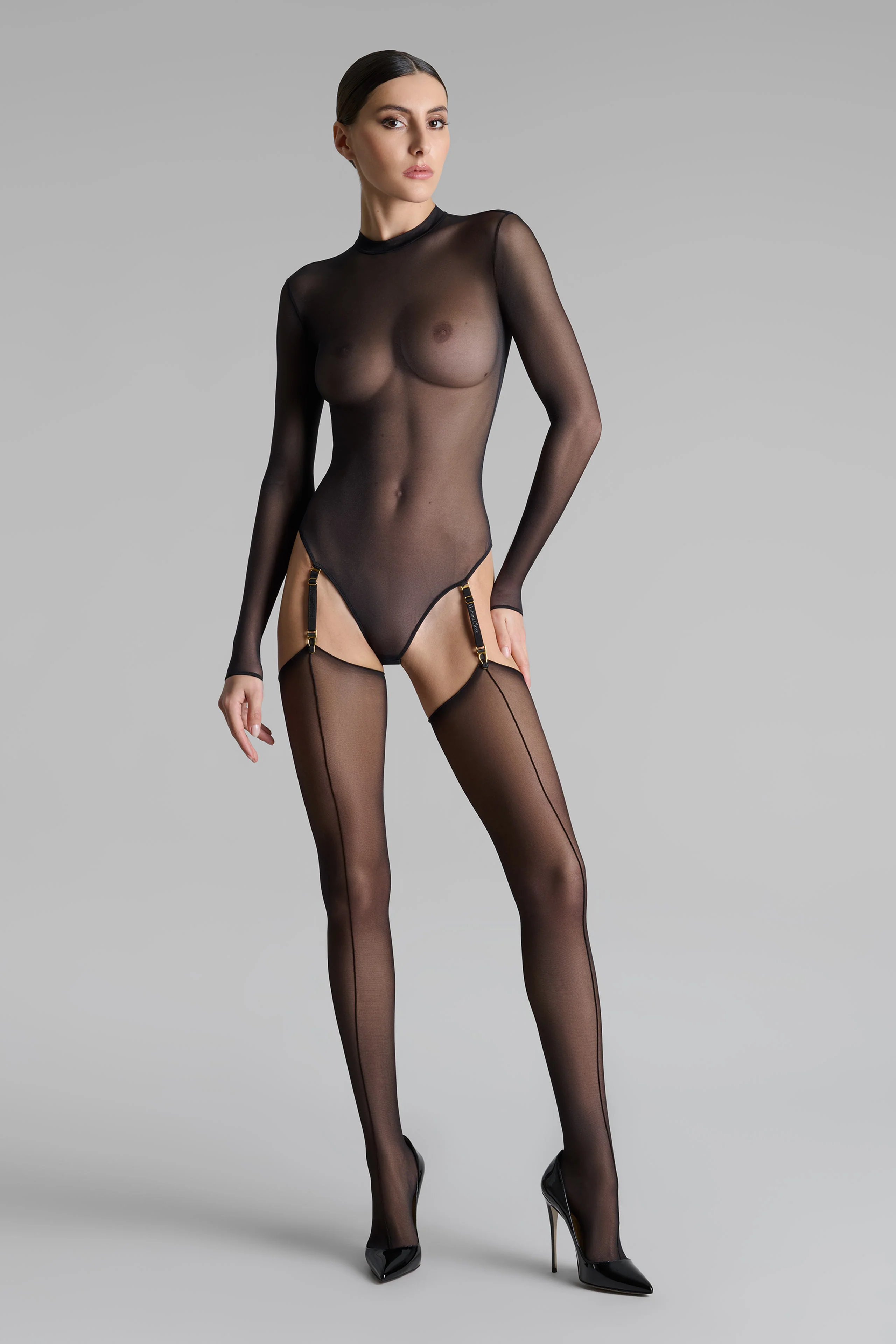 Cut and curled double seamed stockings - 20D - LEGWEAR - Image 5