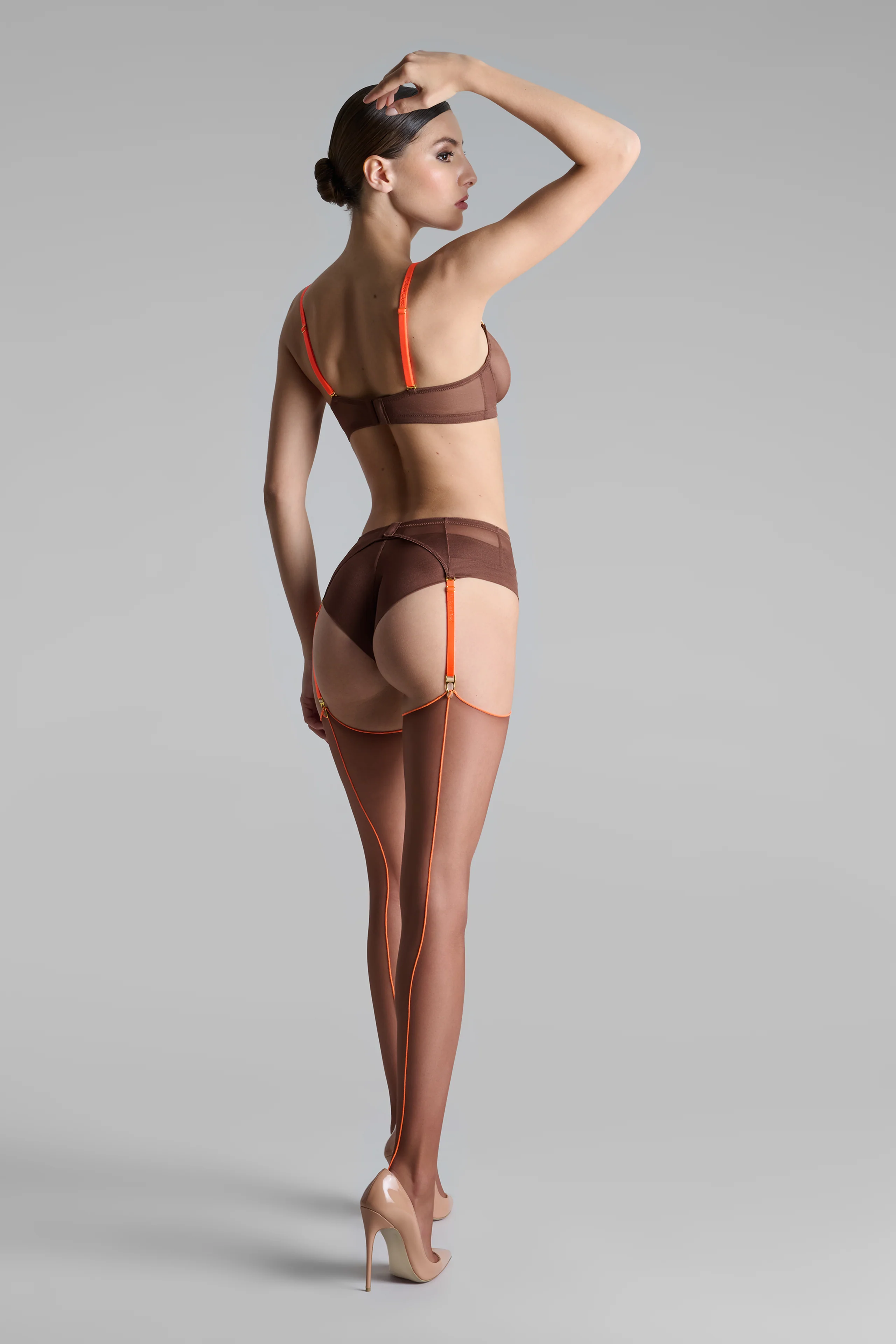 Cut and curled neon seamed stockings - 20D - LEGWEAR - Image 4