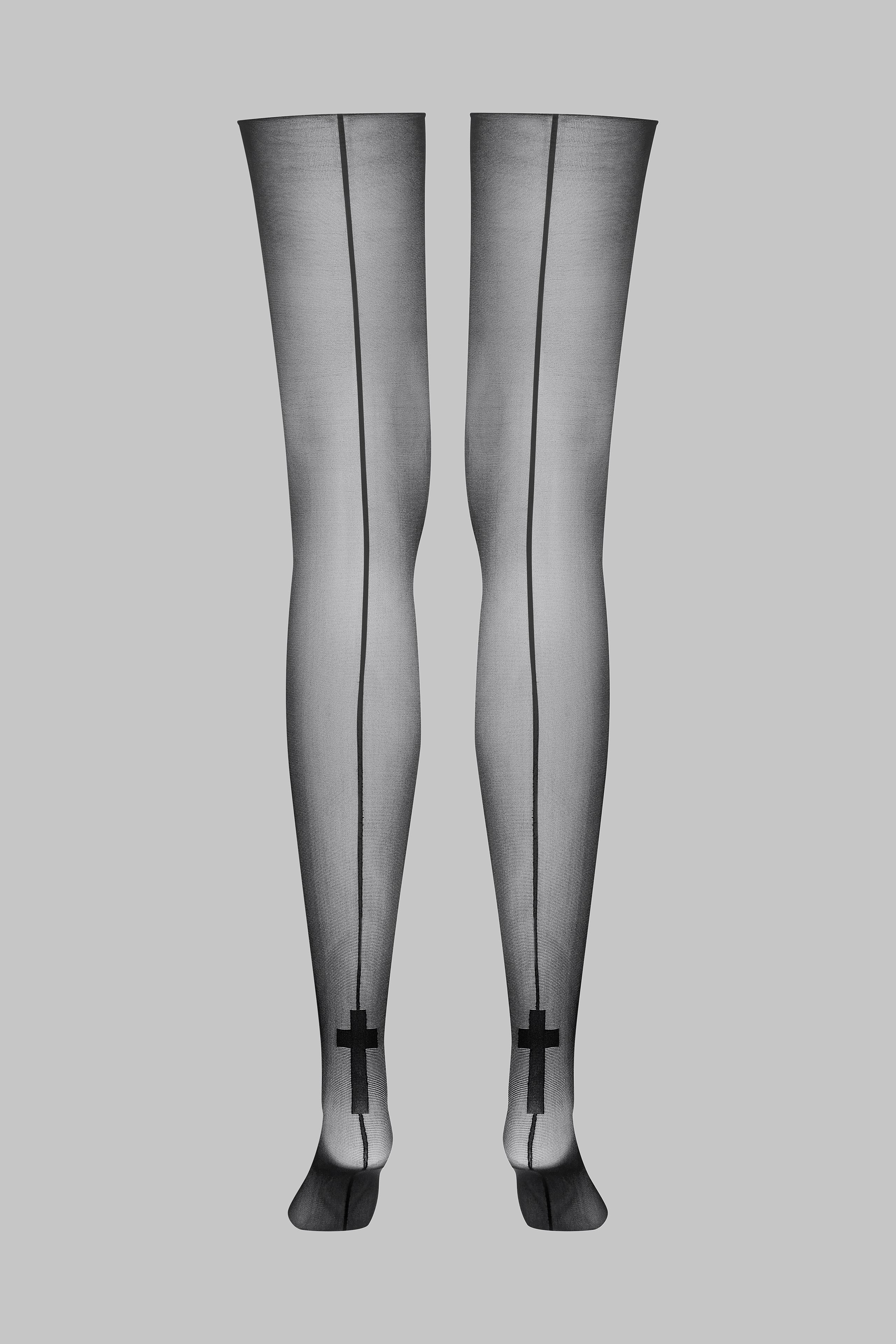 Cut and curled back seamed stockings with cross 20D - LEGWEAR - Image 2