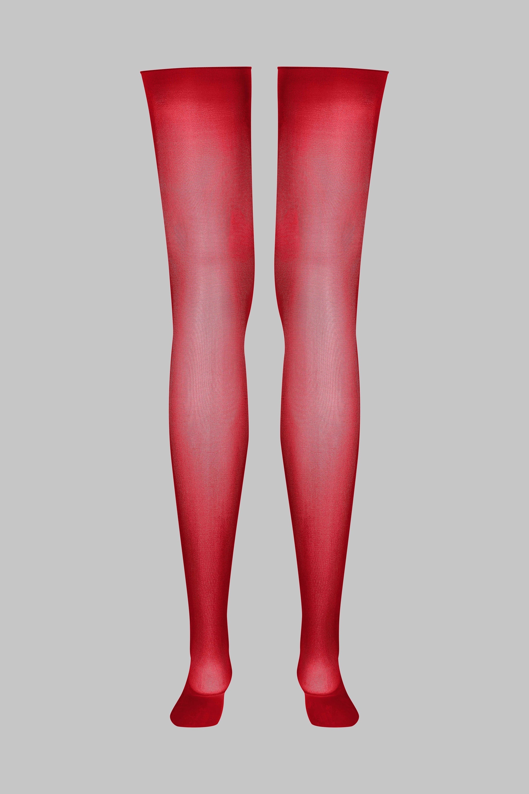 Cut and Curled Stockings 40D - Red - LEGWEAR - Image 3