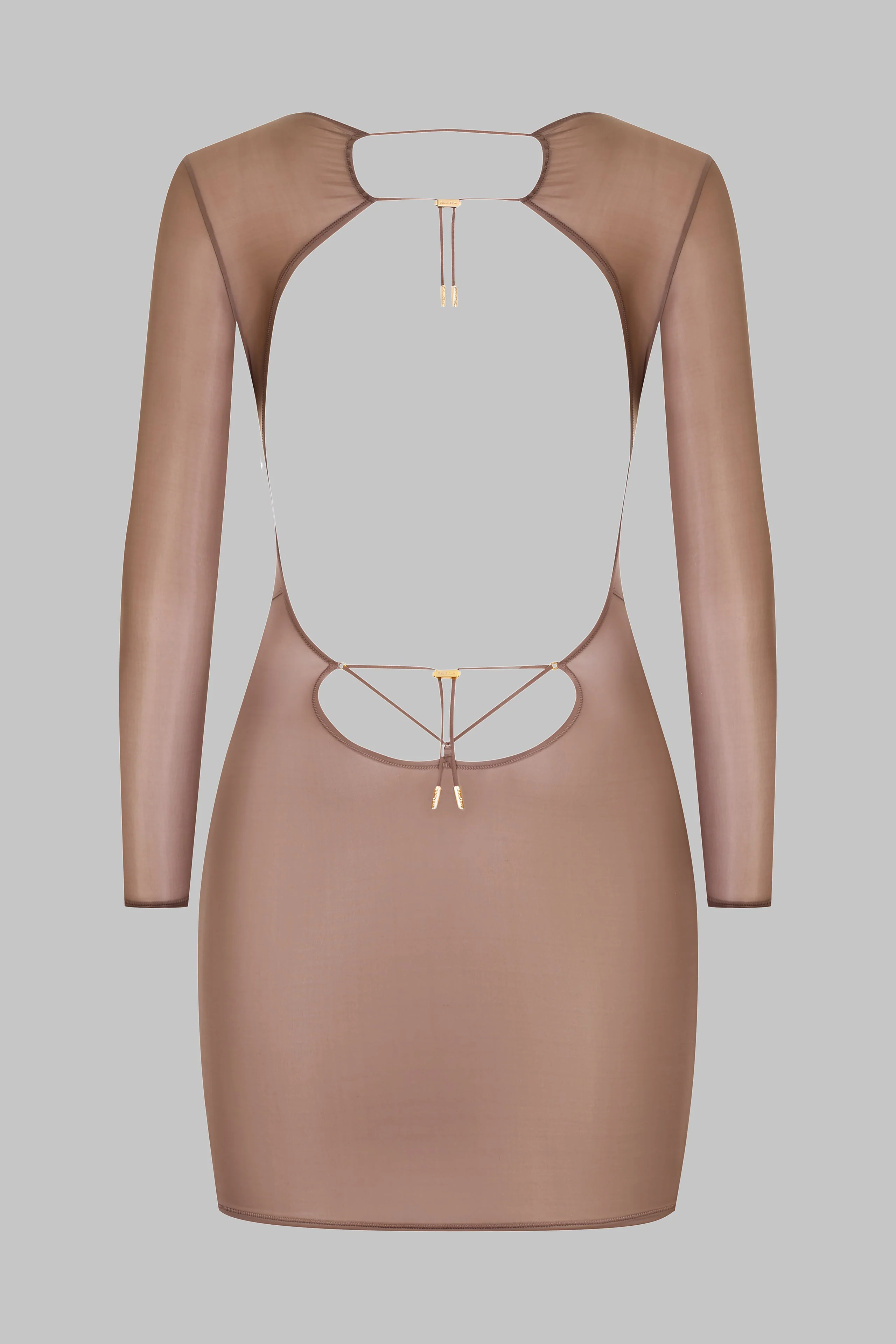 Short Open Back Long Sleeve Dress - French Kiss Light - Image 3