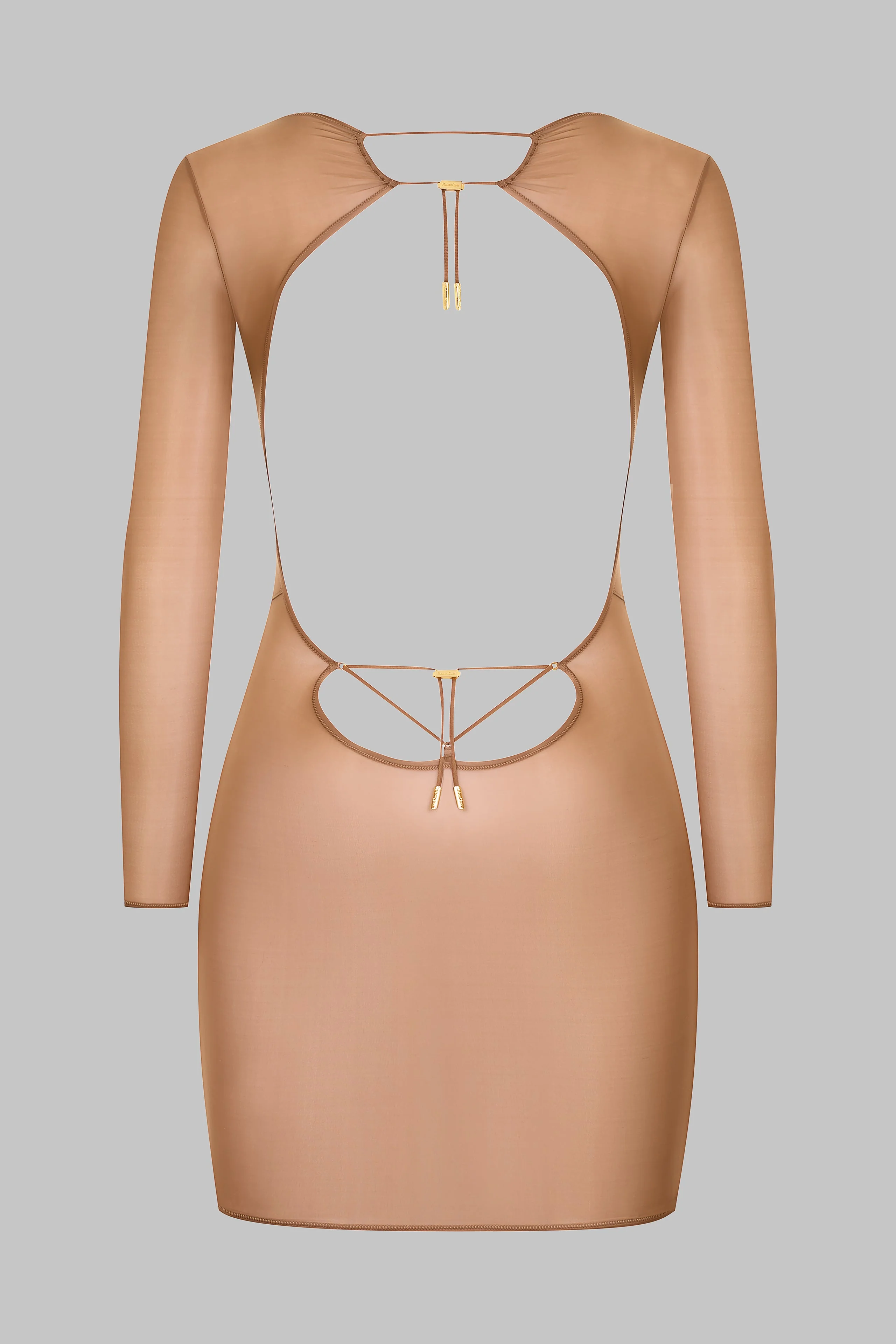 Short Open Back Long Sleeve Dress - French Kiss Light - Image 3