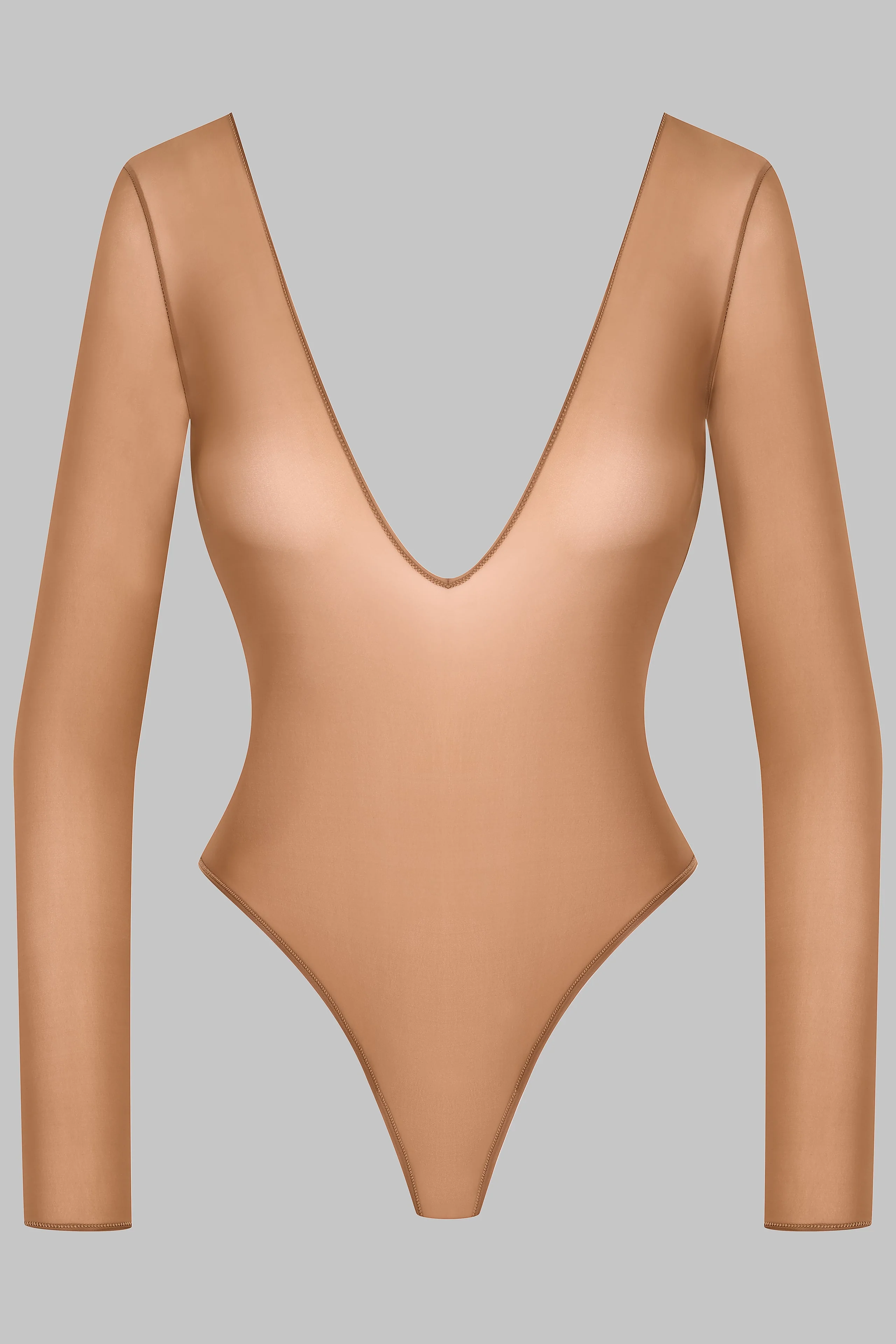 Open Back Long Sleeve Thong Bodysuit - French Kiss Light - Image 2