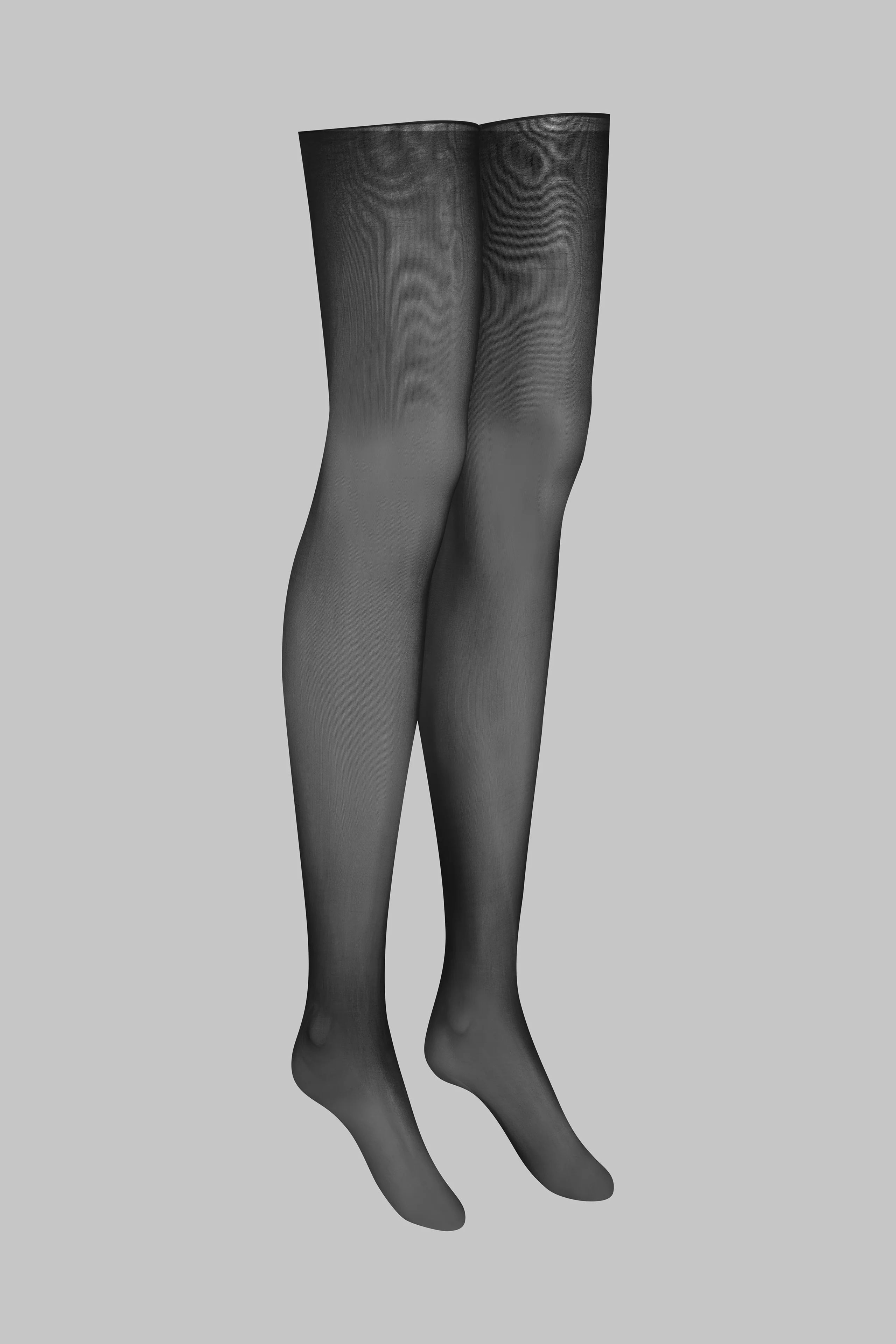 Glossy cut and curled stockings 20D - Black - LEGWEAR - Image 2