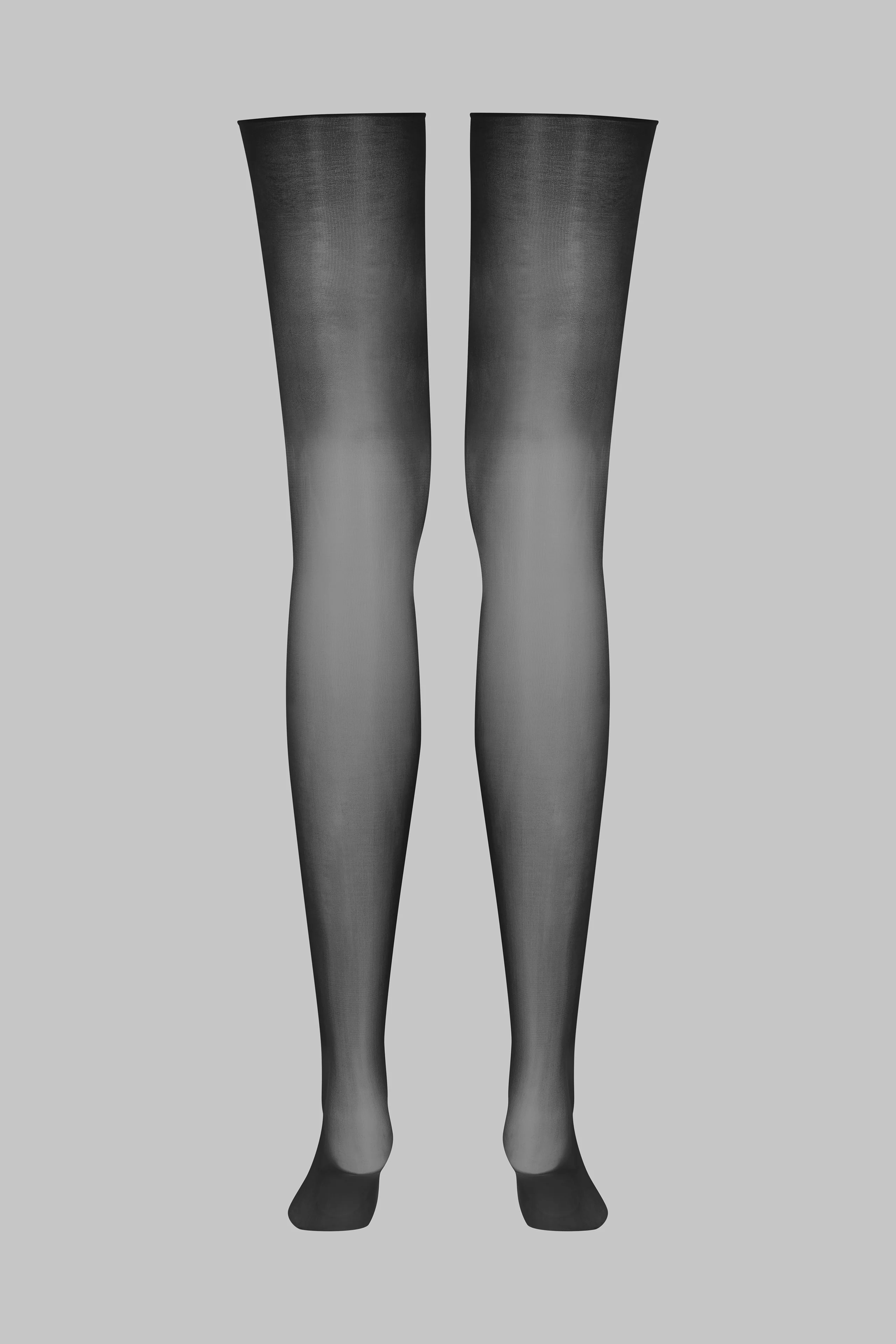 Glossy cut and curled stockings 20D - Black - LEGWEAR - Image 3