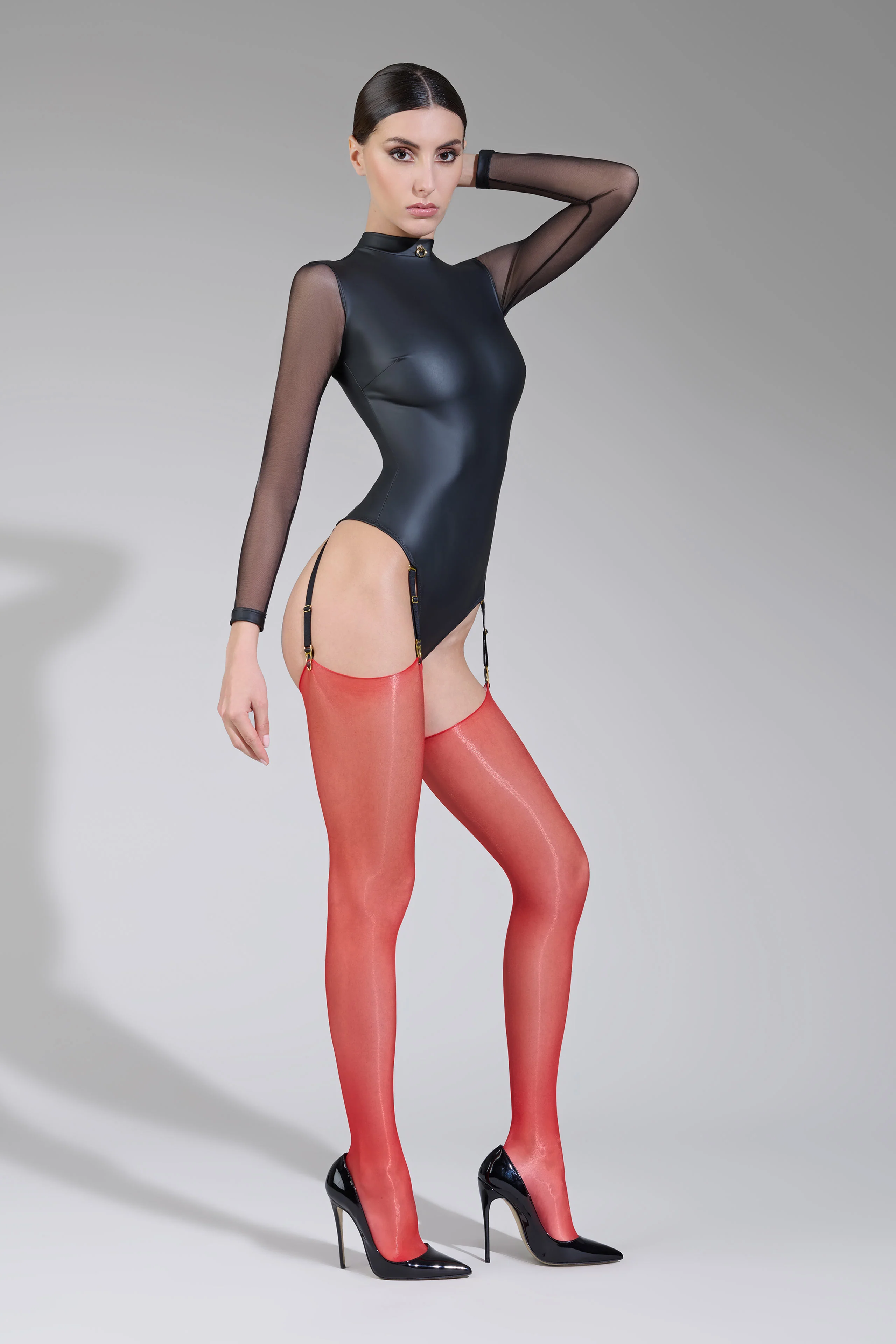 Glossy cut and curl stockings - 10D - LEGWEAR - Image 6