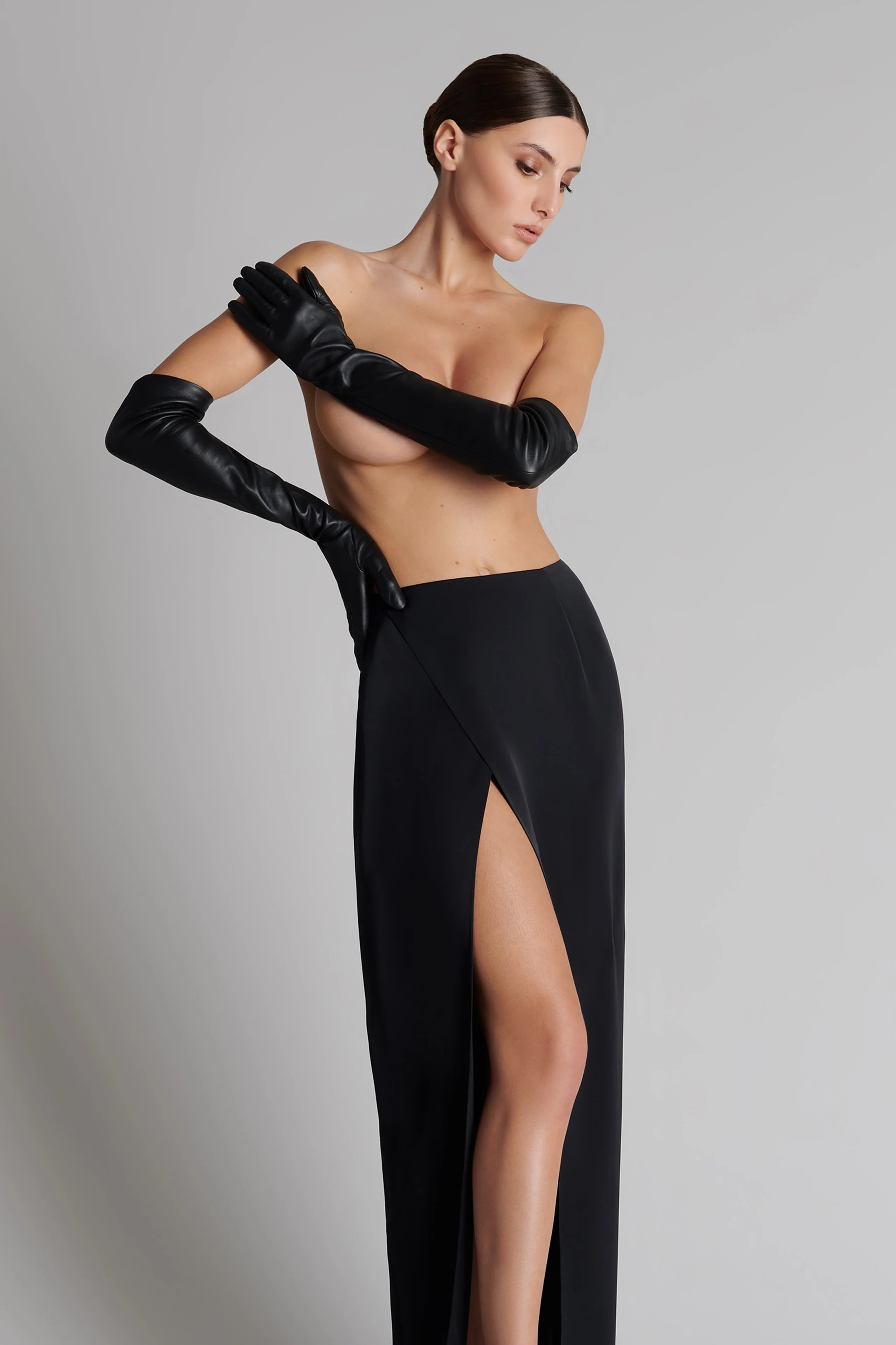 Leather Opera Gloves with suspenders - Image 3