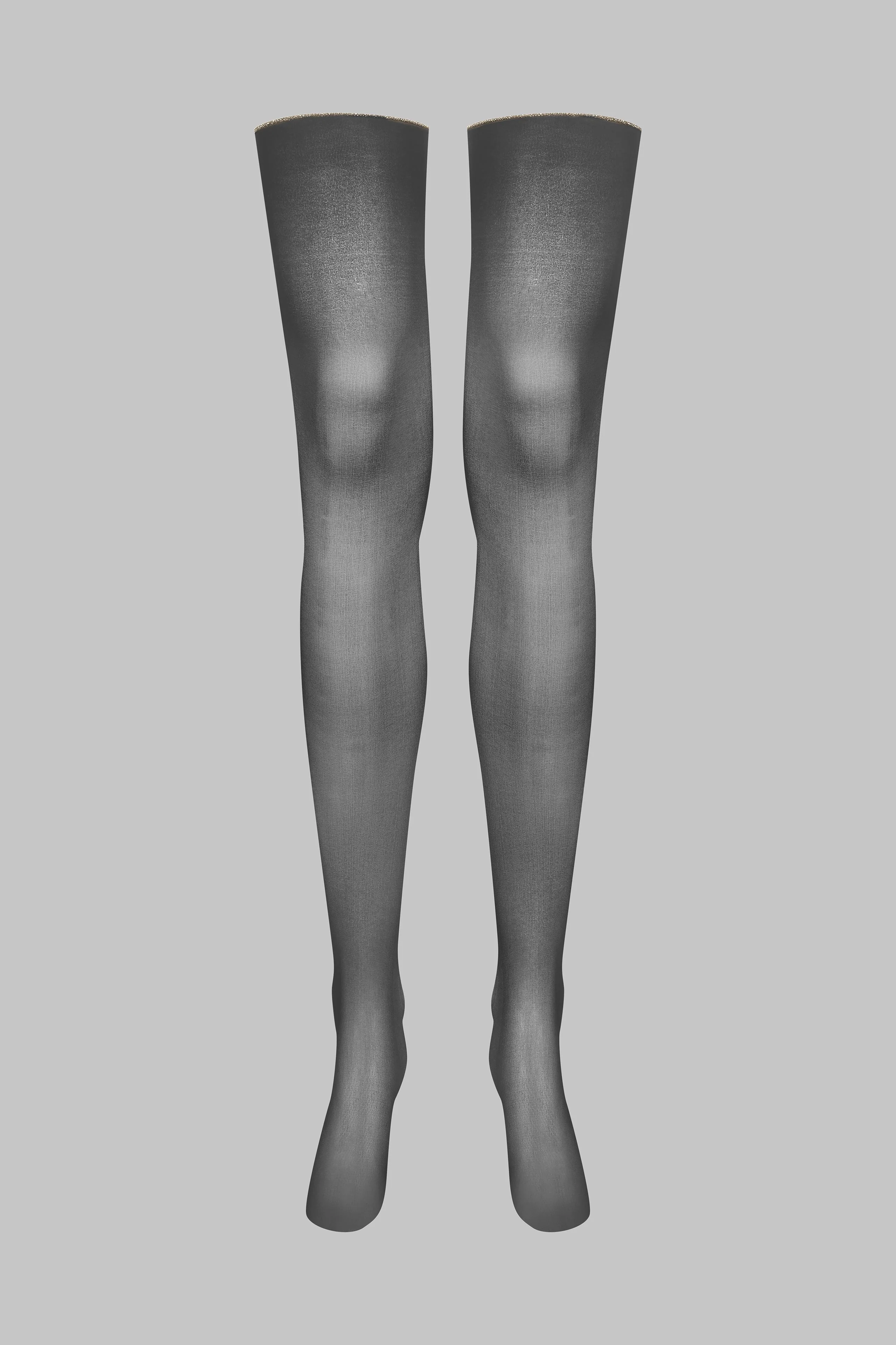 Cut and curled lurex back seamed stockings 20D - Black/Gold - LEGWEAR - Image 3
