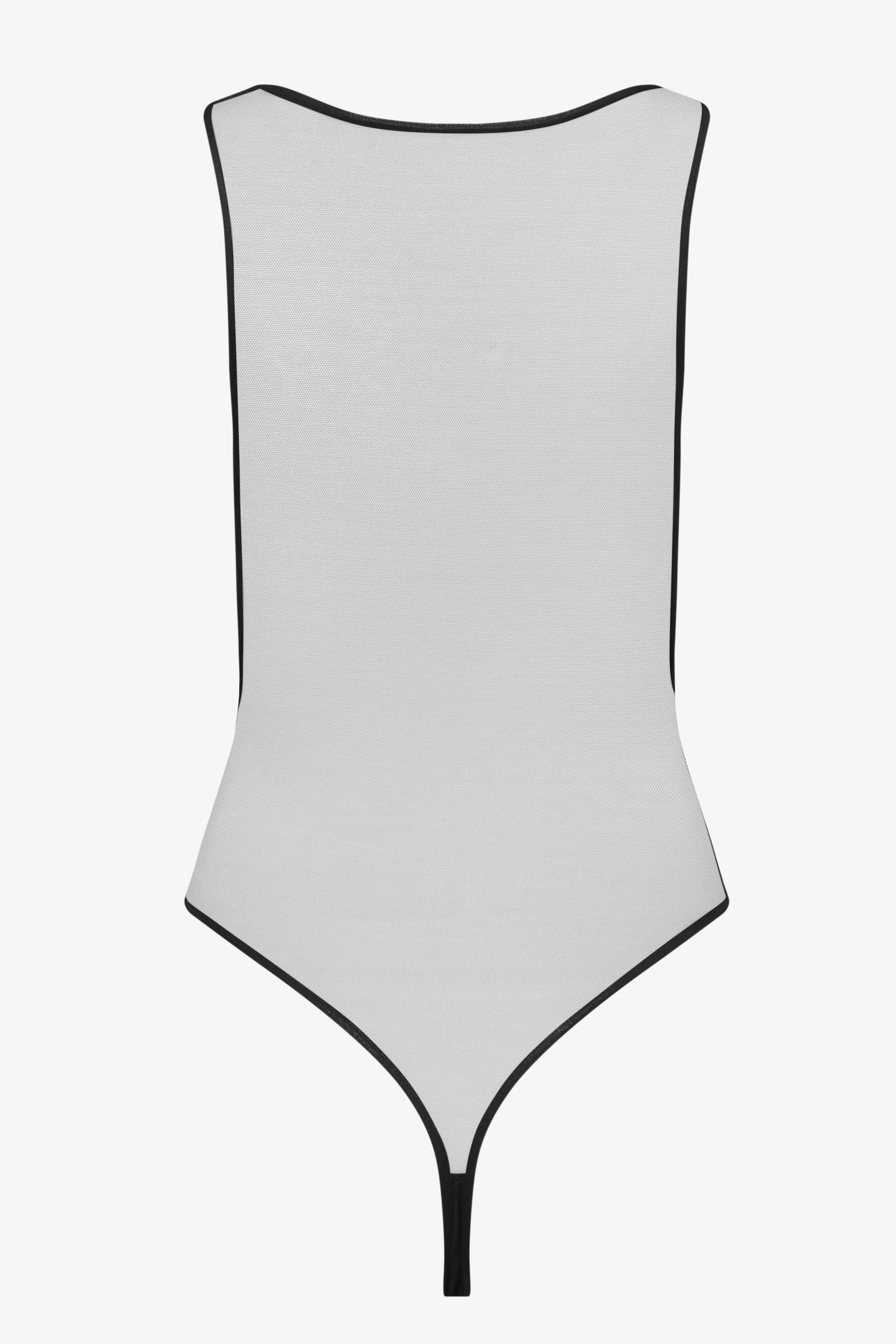 Sheer V-neck one-piece swimsuit - Minuit - Image 3