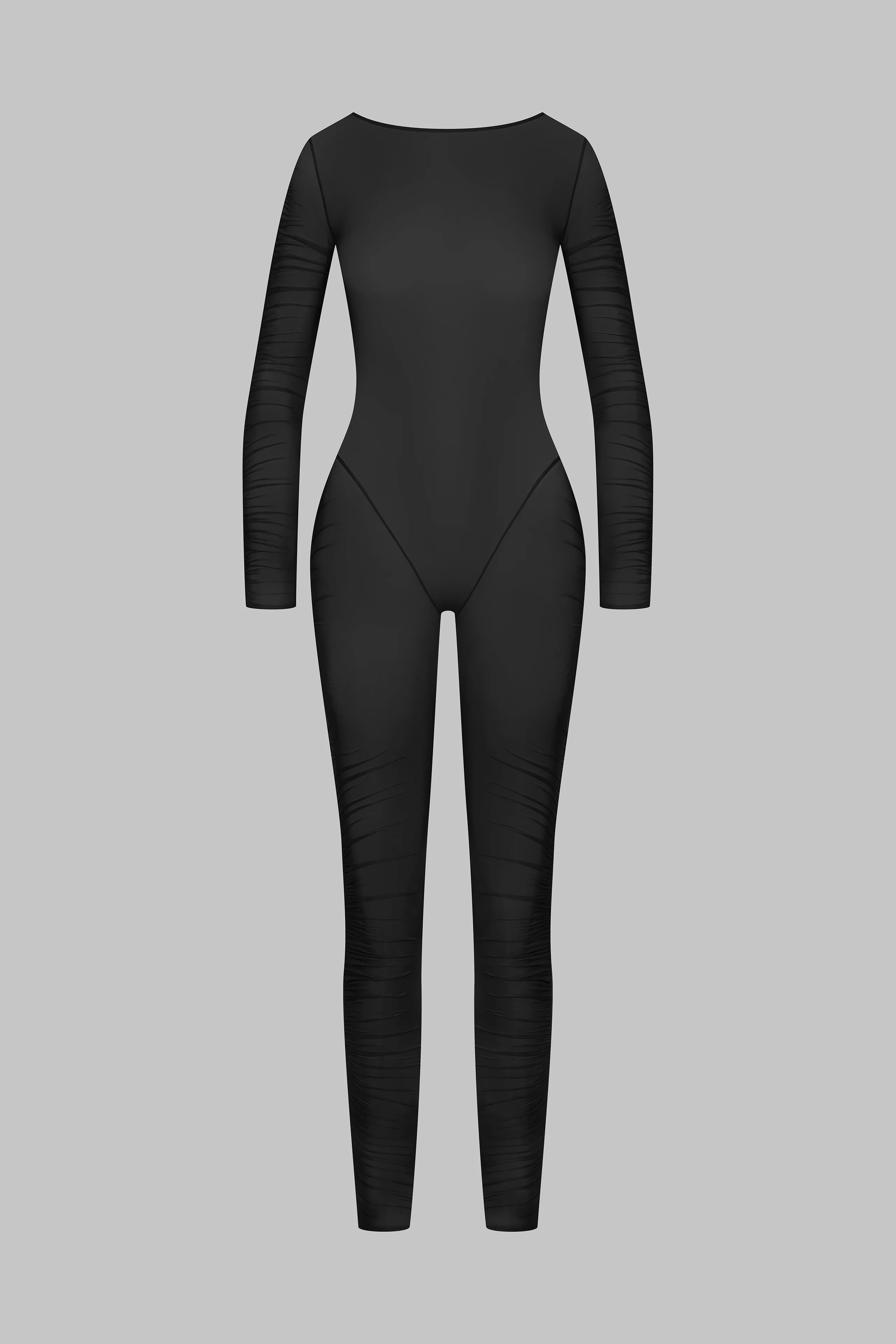 Naked back long sleeves Jumpsuit - Nuit Fauve - Image 4