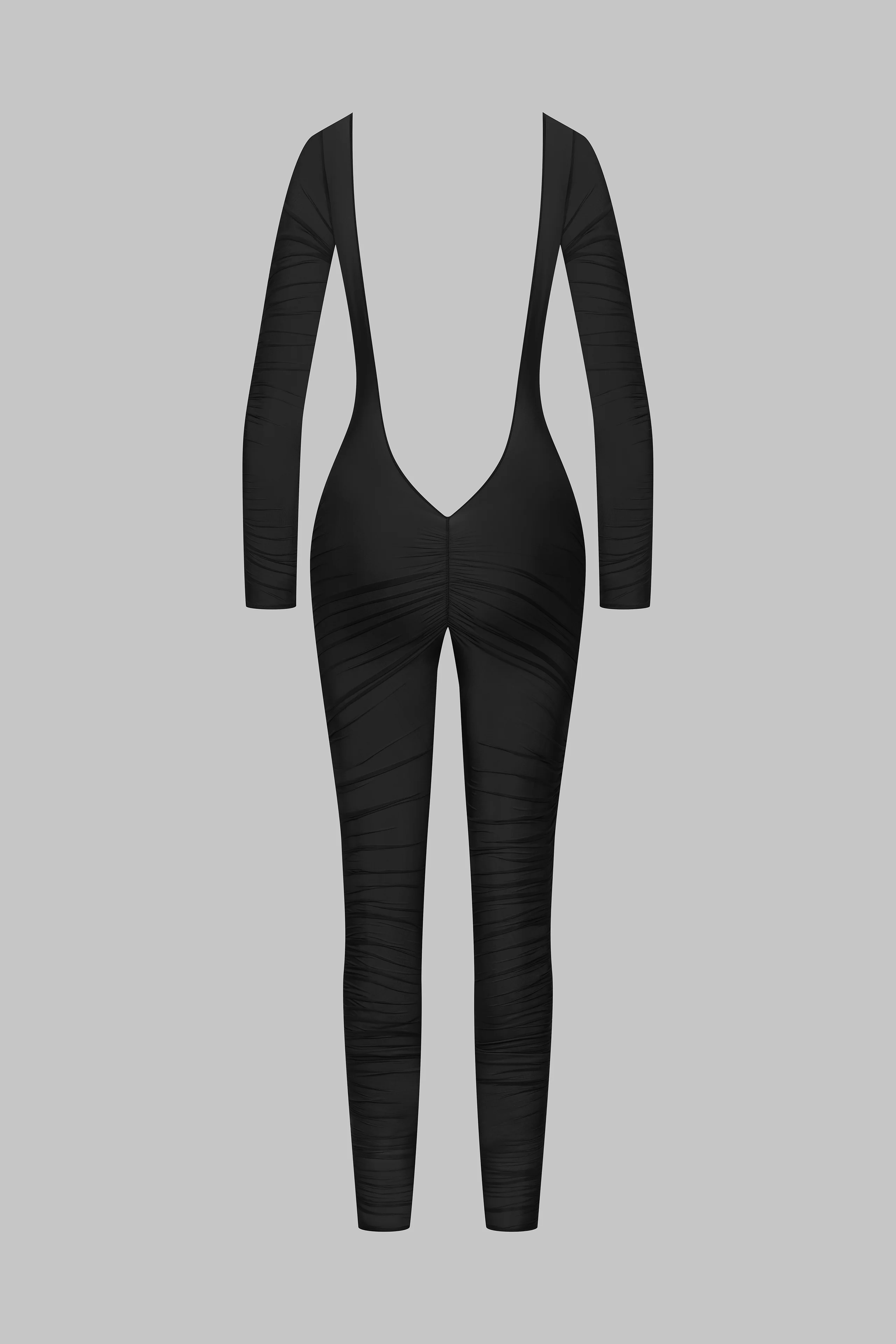Naked back long sleeves Jumpsuit - Nuit Fauve - Image 5