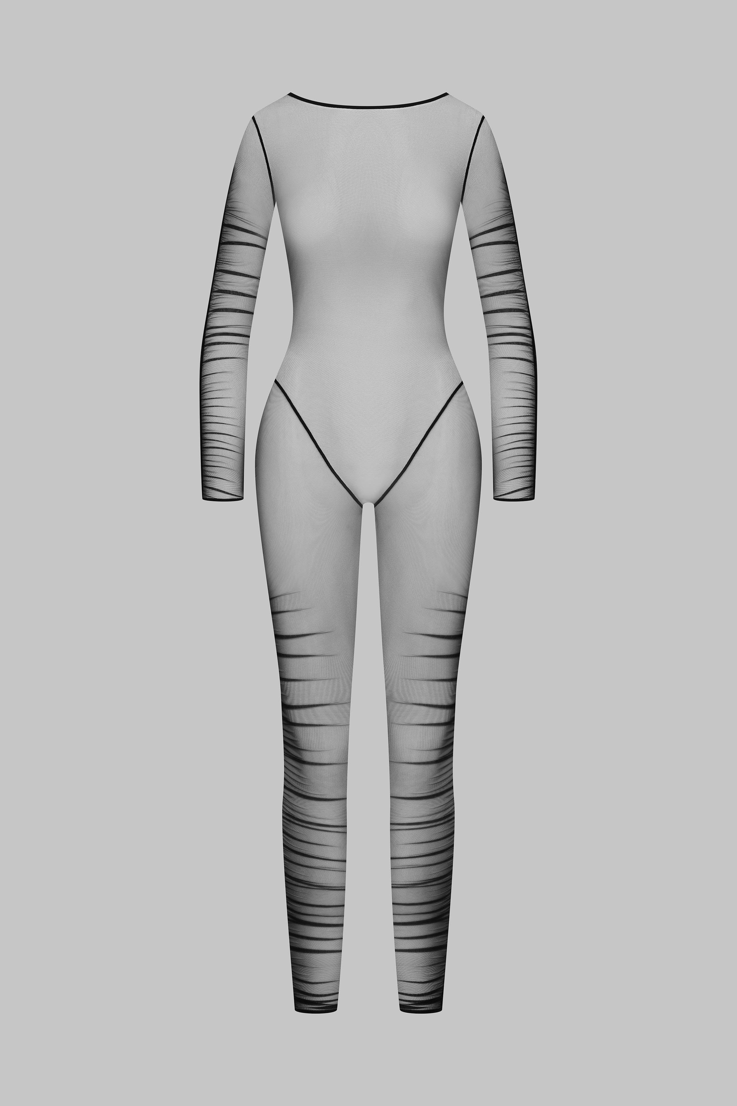 Naked back long sleeves Jumpsuit - Nuit Fauve - Image 4